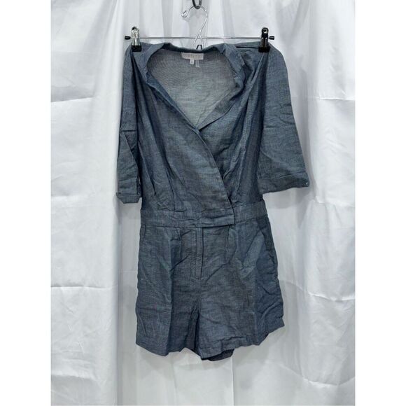1.state denim look short sleeve v-neck romper | Sz XS - Picture 3 of 6